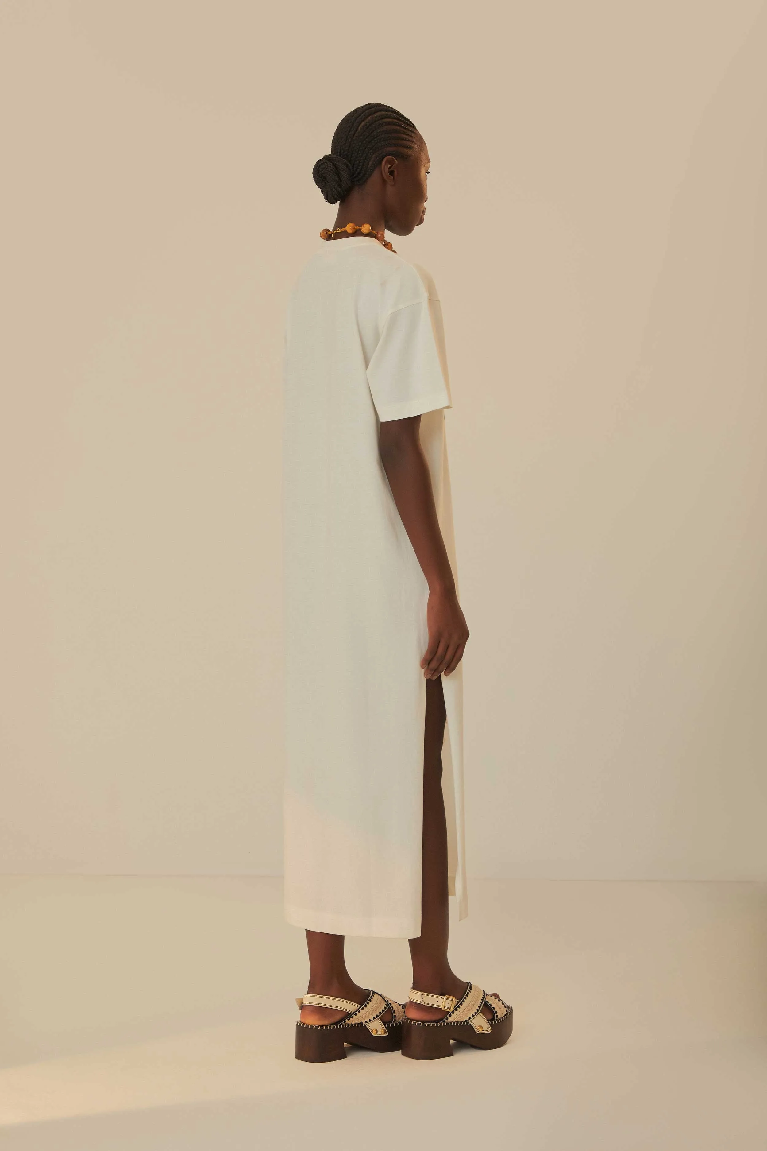 Off-White Tropical Organic Cotton T-Shirt Dress Windproof Outer Layer