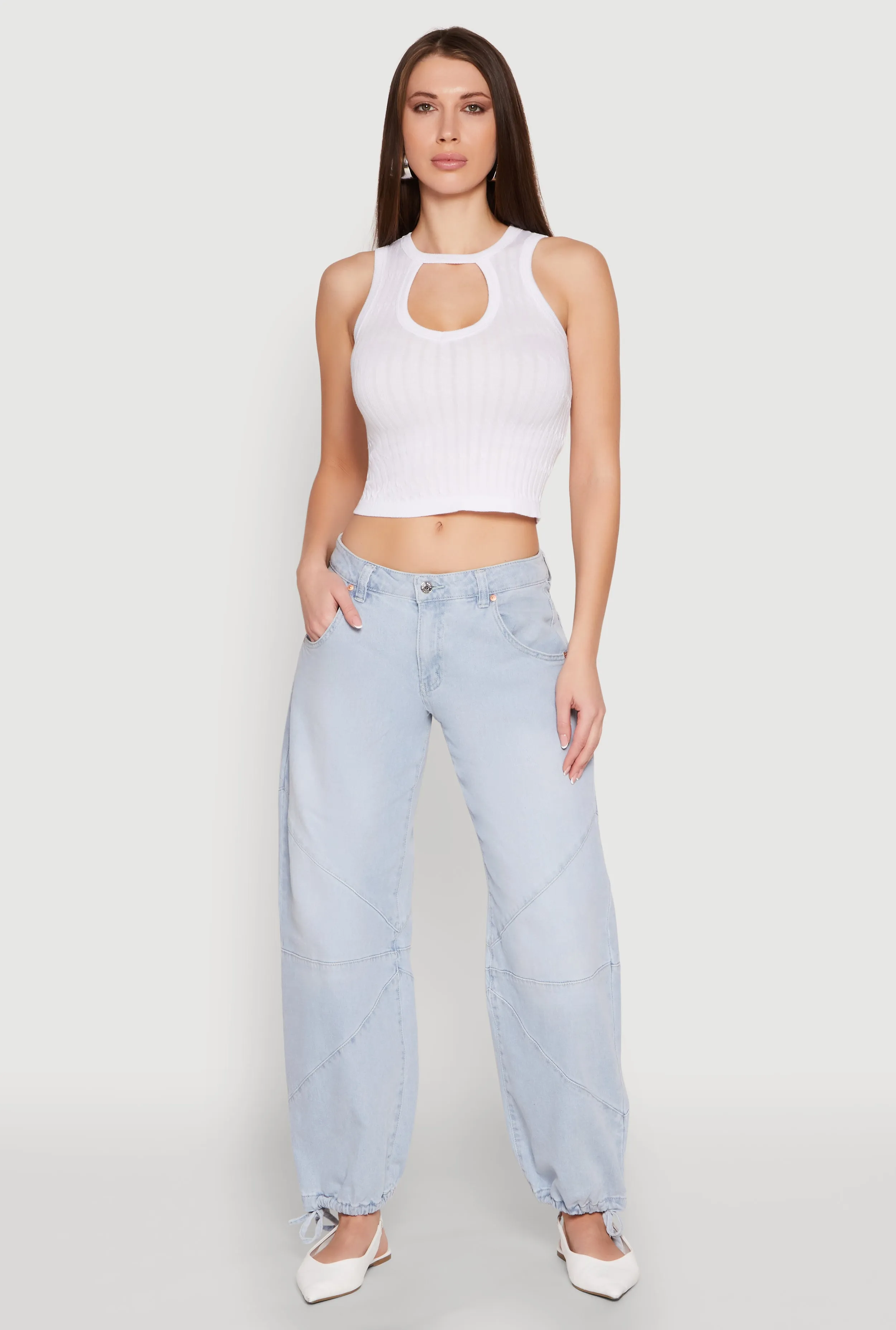 Seamless Cut Out Cropped Tank Top Ribbed Edging