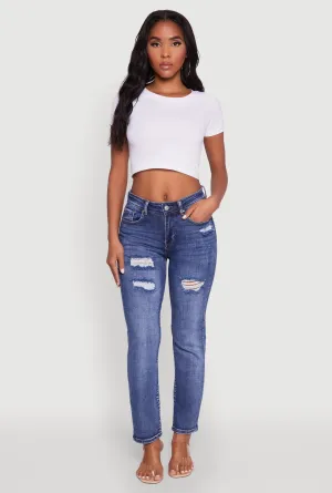 Night Out City Walk Minimalist WAX Distressed Straight Leg Jeans