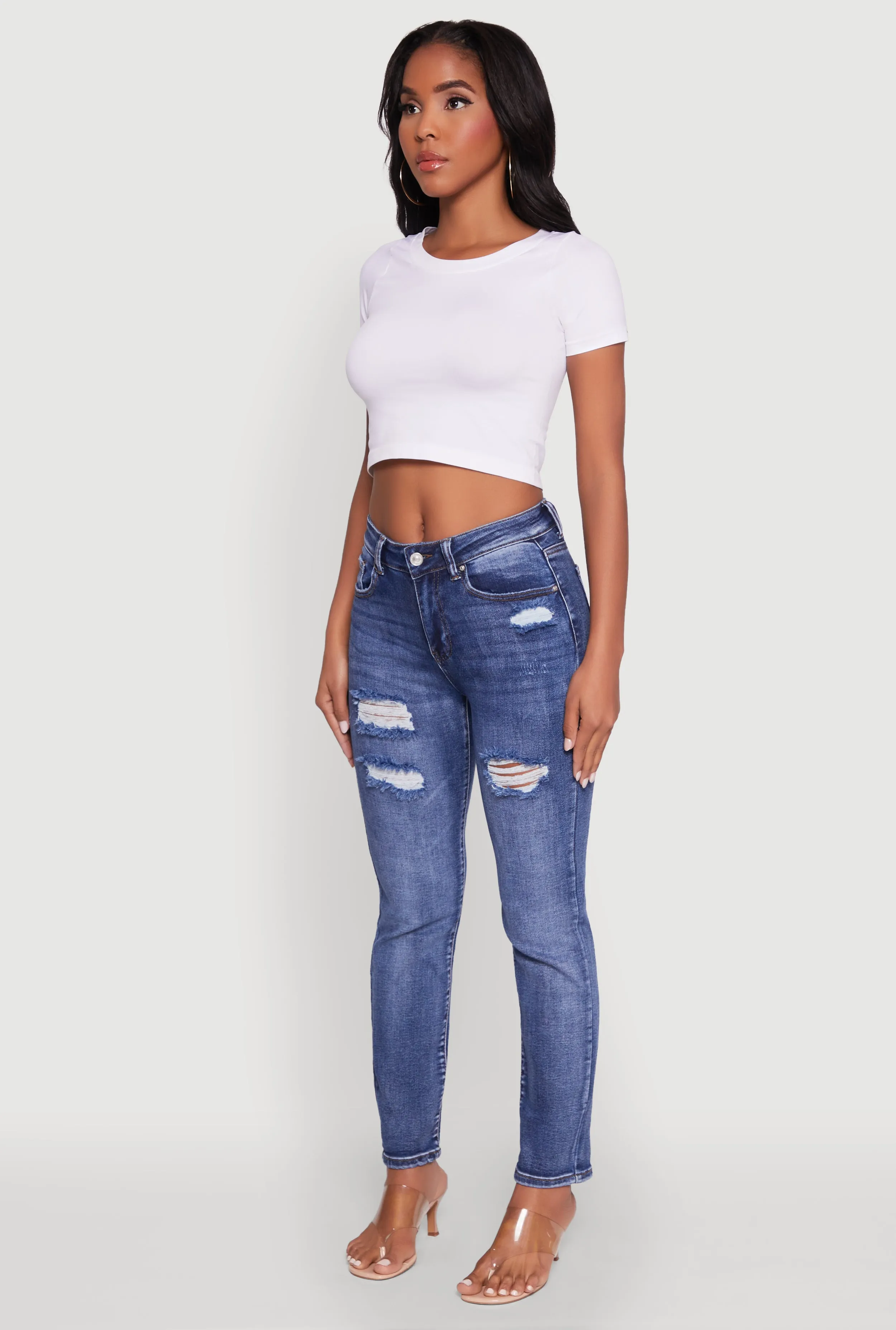 Date Night Daily Wear WAX Distressed Straight Leg Jeans