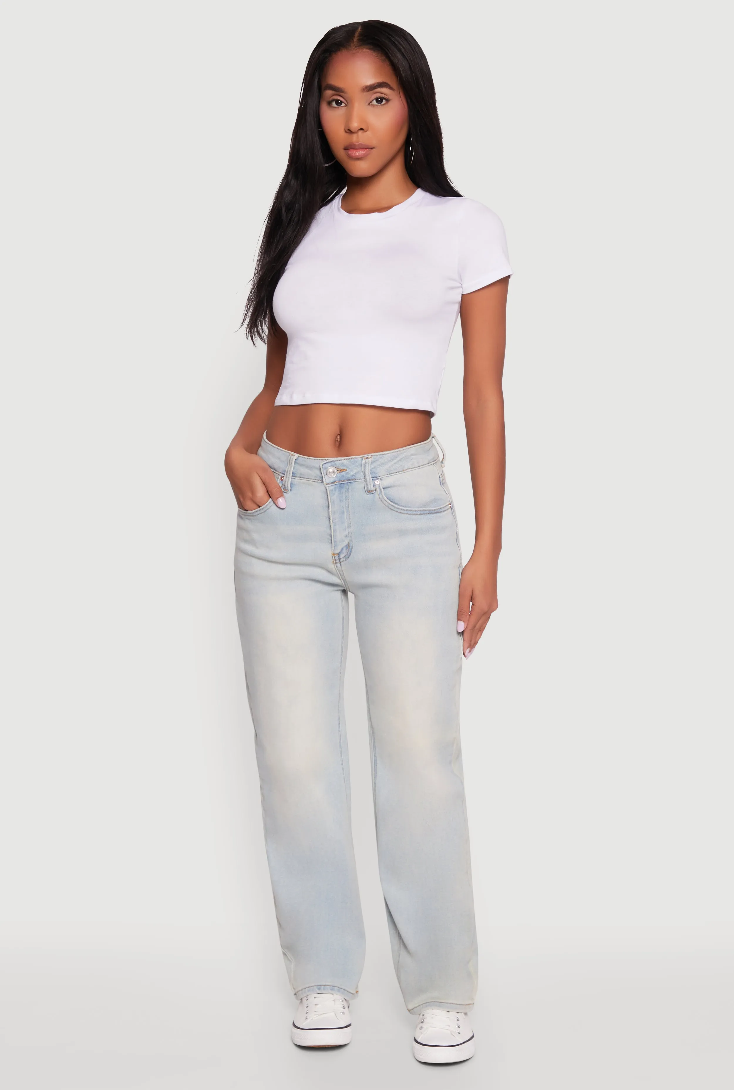 Fashion Lover Versatile Fashionable Touch WAX Vintage Wash Straight Leg Jeans