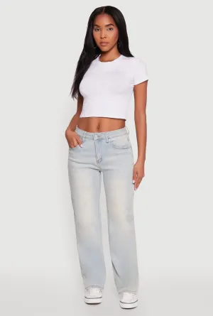 Fashion Lover Versatile Fashionable Touch WAX Vintage Wash Straight Leg Jeans