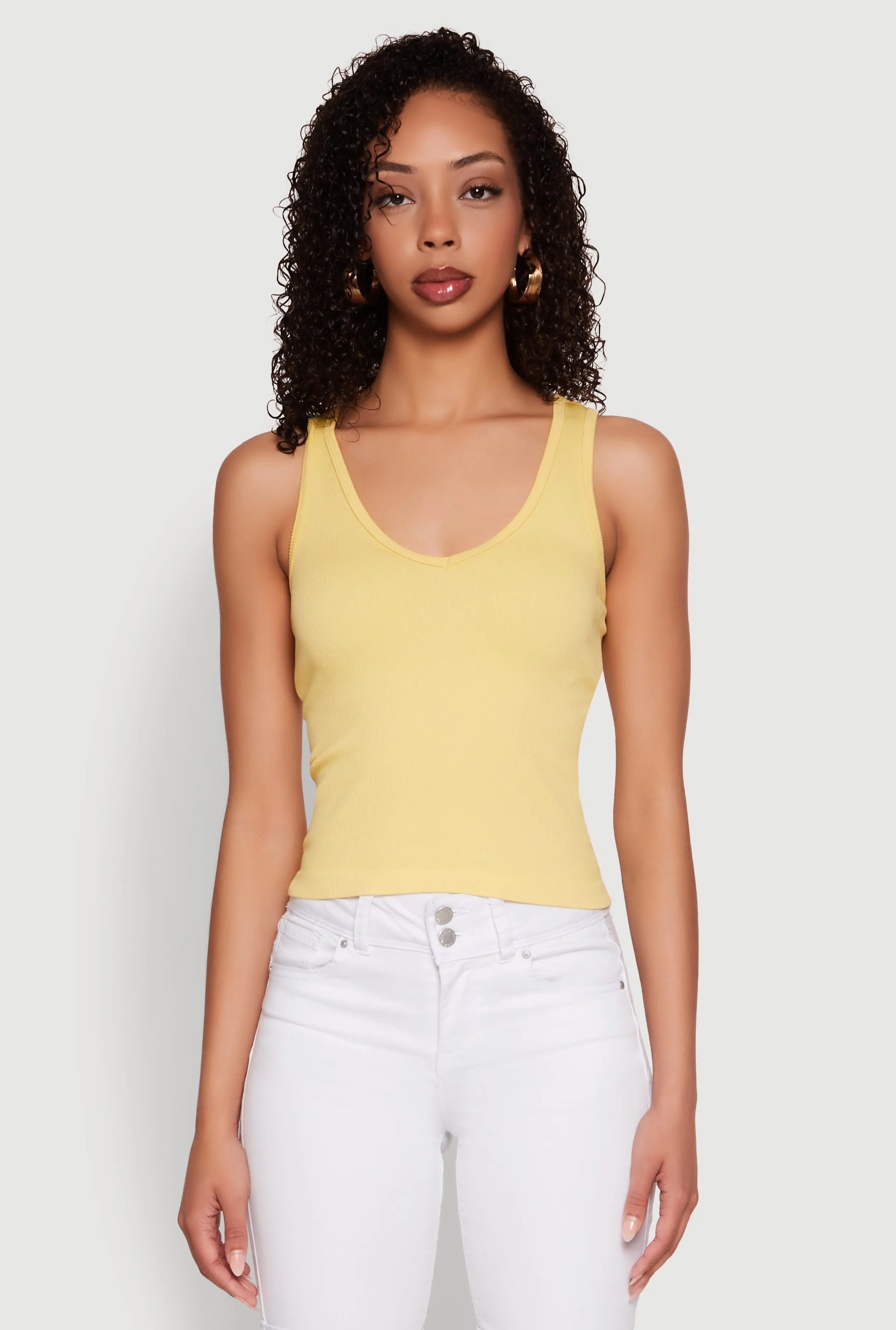 Seamless Ribbed Knit V Neck Tank Top autonomous operation real time monitoring