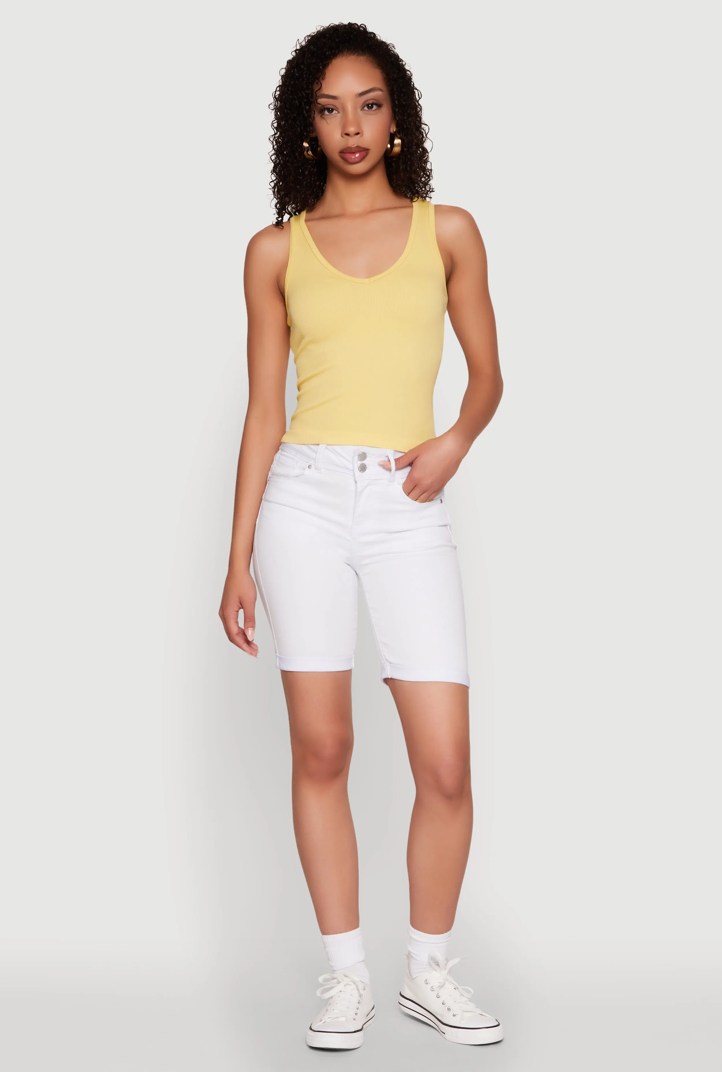 Seamless Ribbed Knit V Neck Tank Top Minimalist Trimmings SpillProof Coating