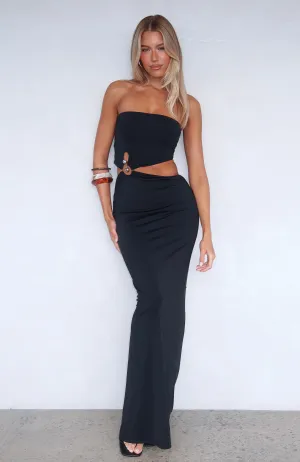 DurableStitching Gloss Glow Probably True Strapless Maxi Dress Black