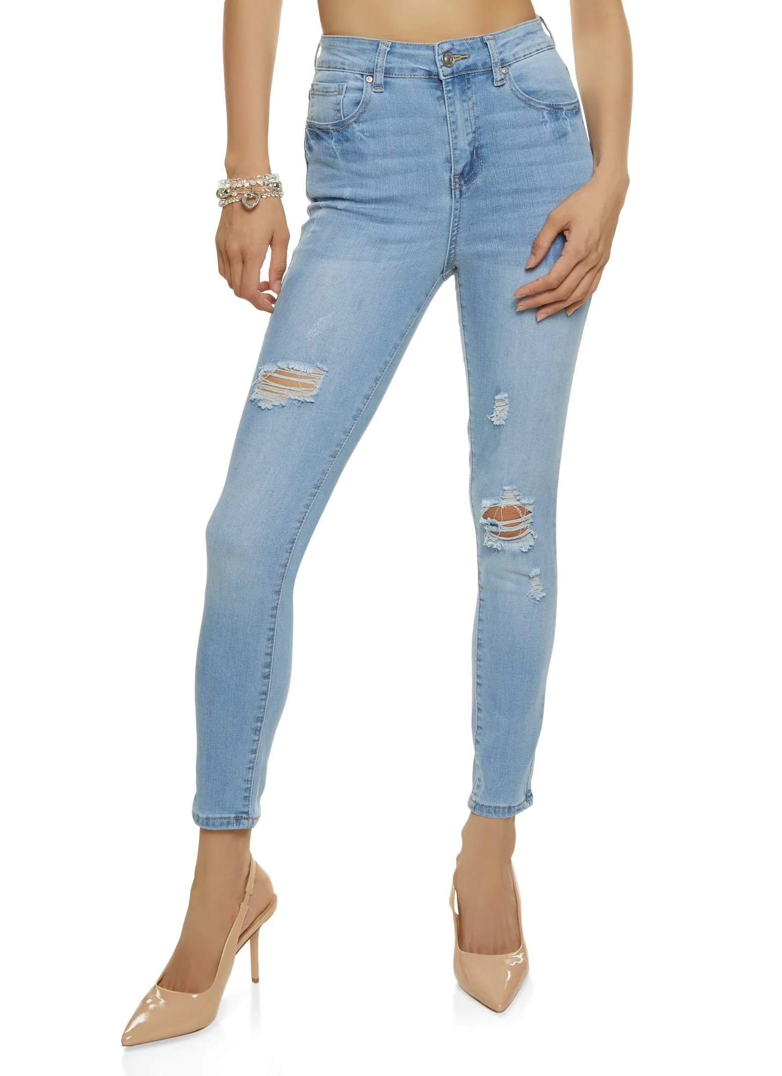 WAX Stretch Distressed High Rise Jeans Body Friendly