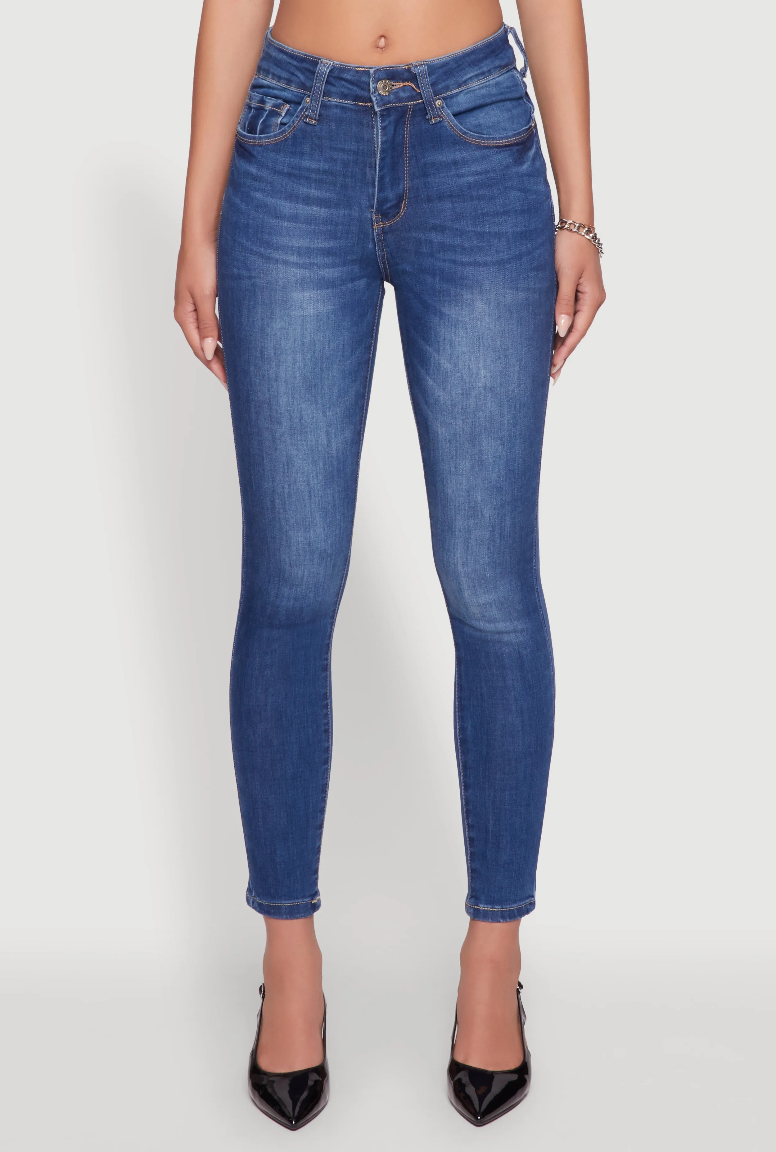 Minimalist Style Festival Outfit Loose WAX Five Pocket Solid Skinny Jeans