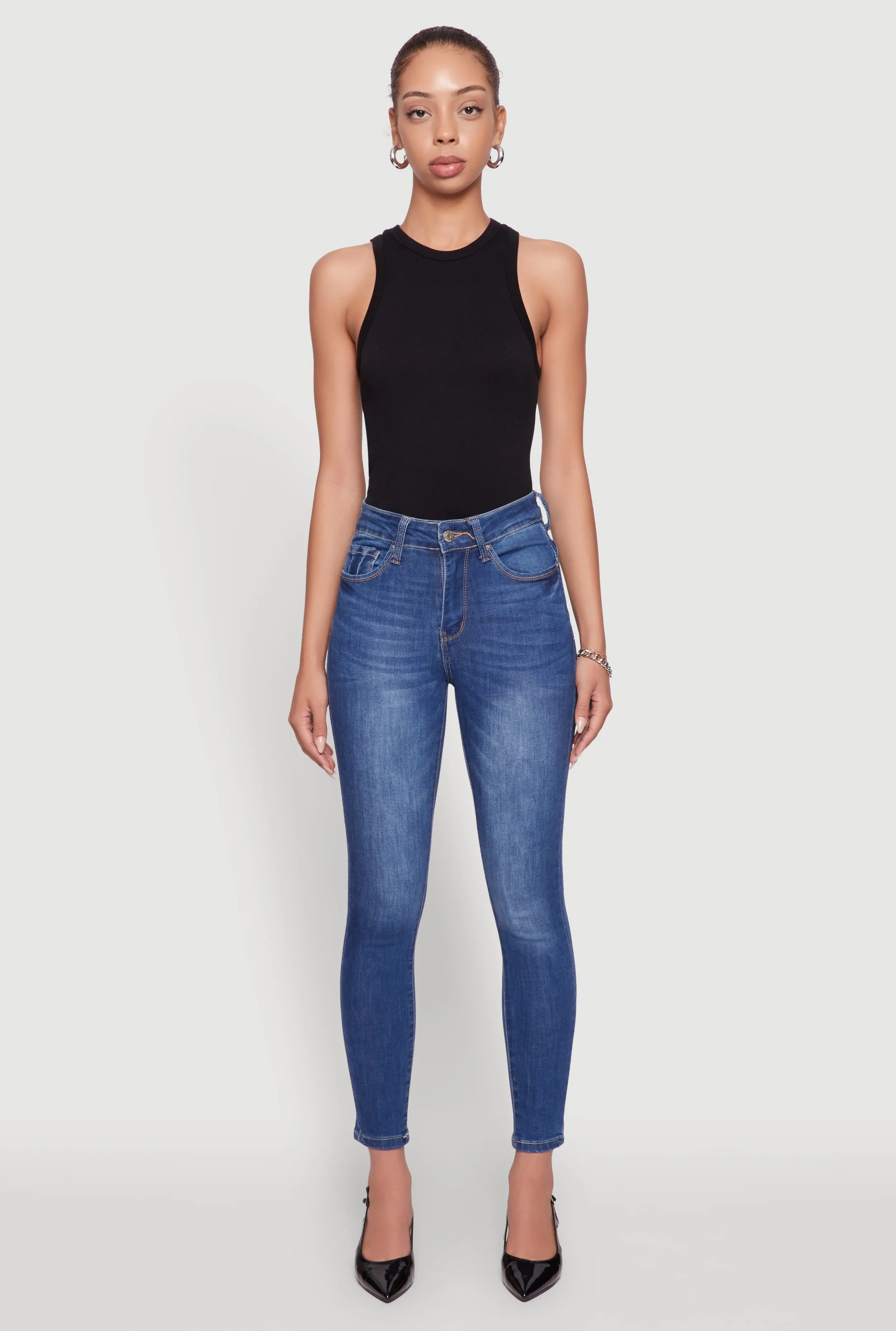 Brunch Outfit Vintage Lover Formal WAX Five Pocket Solid Skinny Jeans