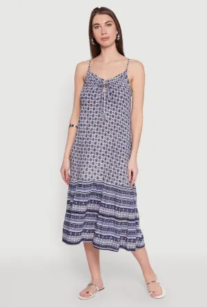 Light and breathable daywear Cozy Wrap Border Print Midi Dress