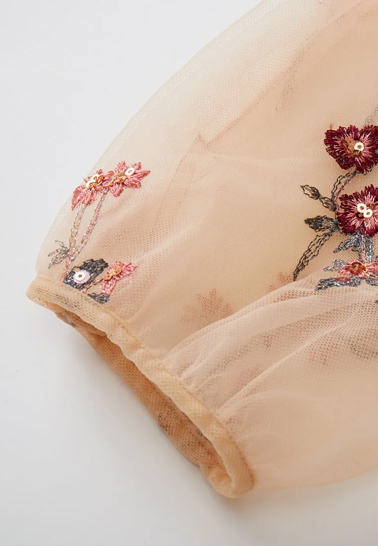 Fantasy Forest Embroidered Mesh Dress WrinkleFree Fabric