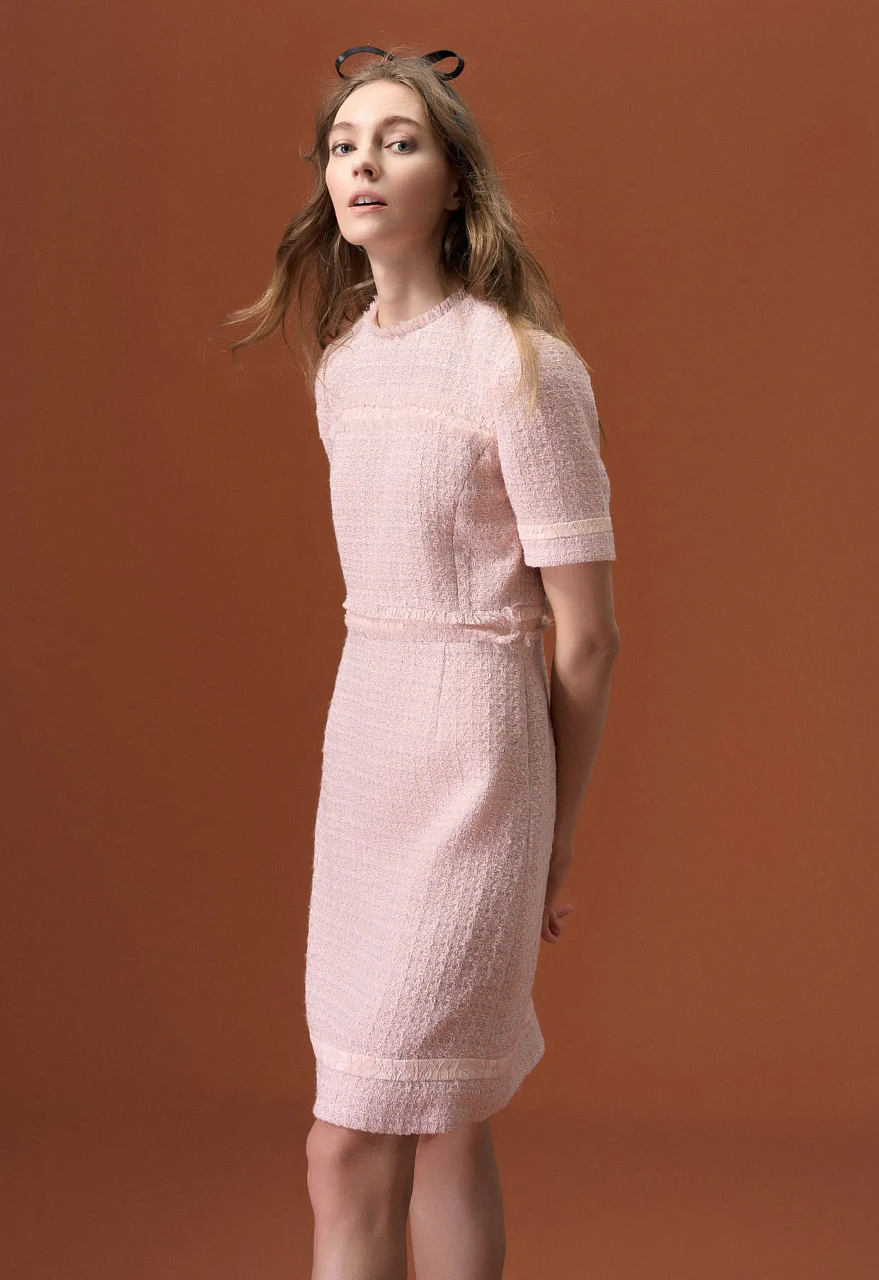 Light Pink Tweed Dress OdorResistantClothing
