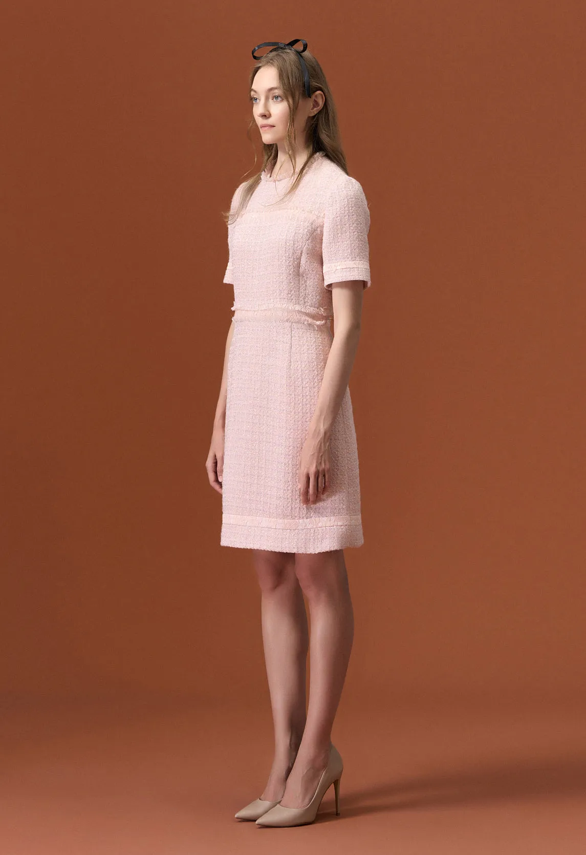 Modular Attachment System Light Pink Tweed Dress