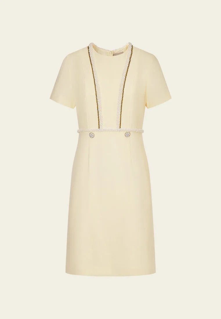 Bead Soul ZeroWaste Production Custard Beaded Crepe Midi Dress