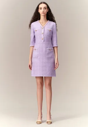 Red Flash Ocean Glow Lilac Lady's Tweed Dress