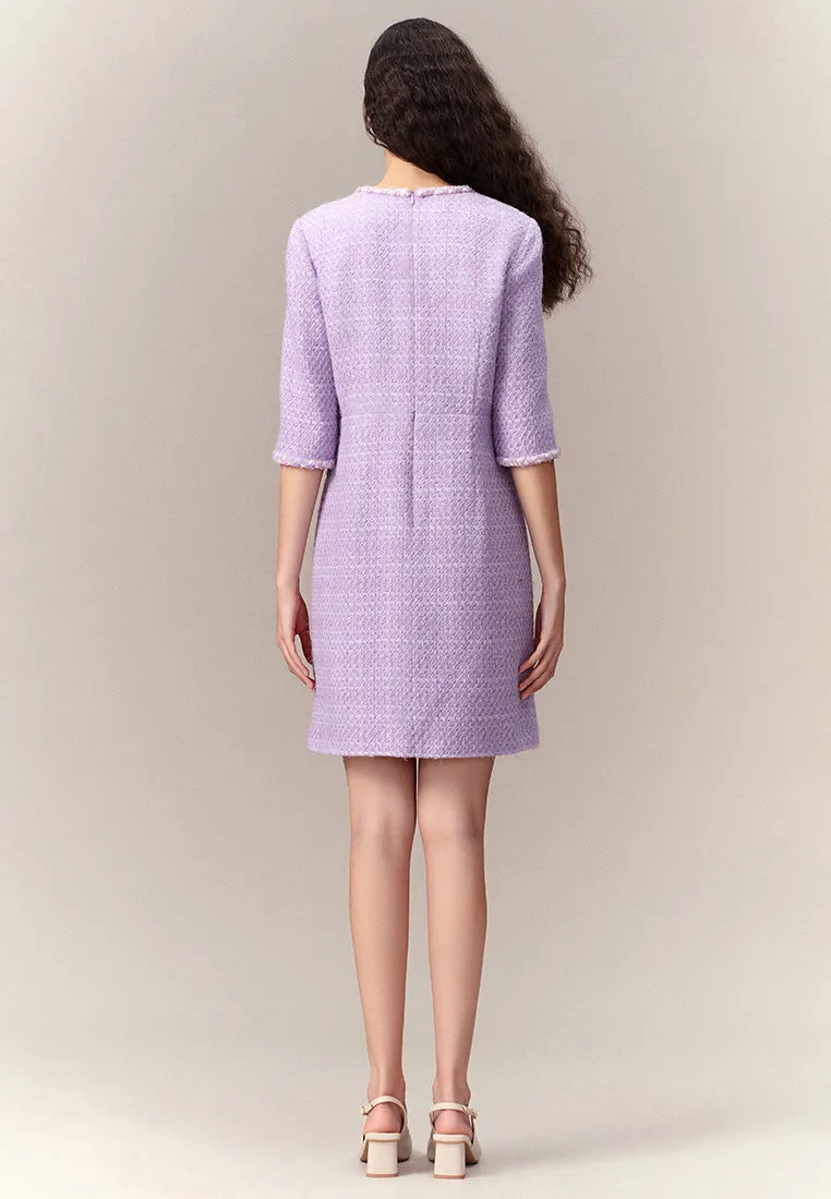 Lilac Lady's Tweed Dress QuickDrying TearResistantMaterial