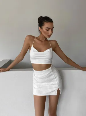 Human Movement Mini Skirt White Chill Wear Embroidered Detail