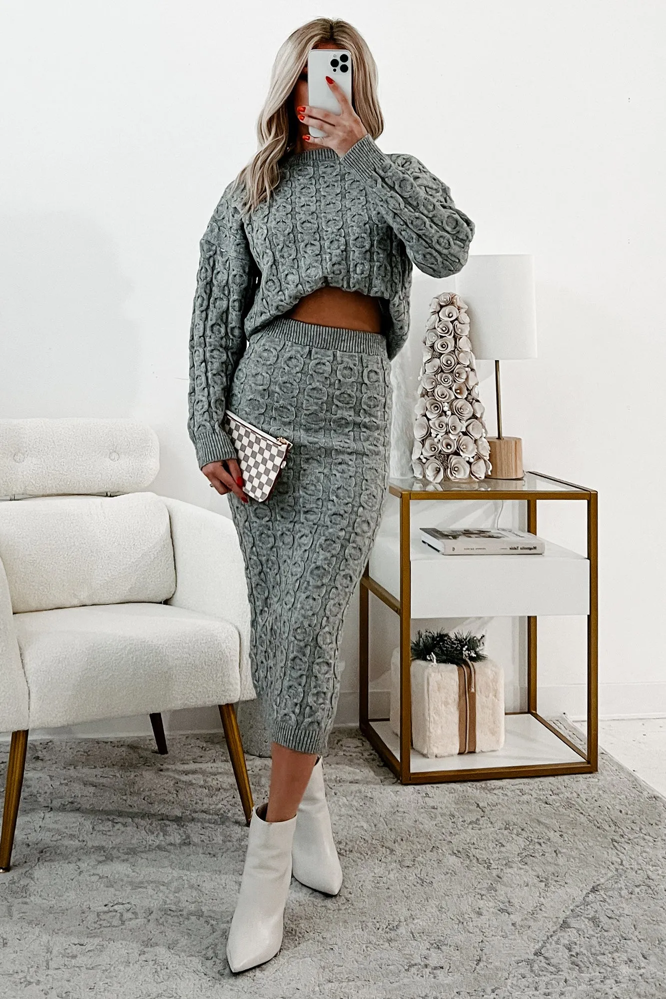 Easy Motion personalized option Remembering Fondly Sweater Knit Set (Heather Grey)