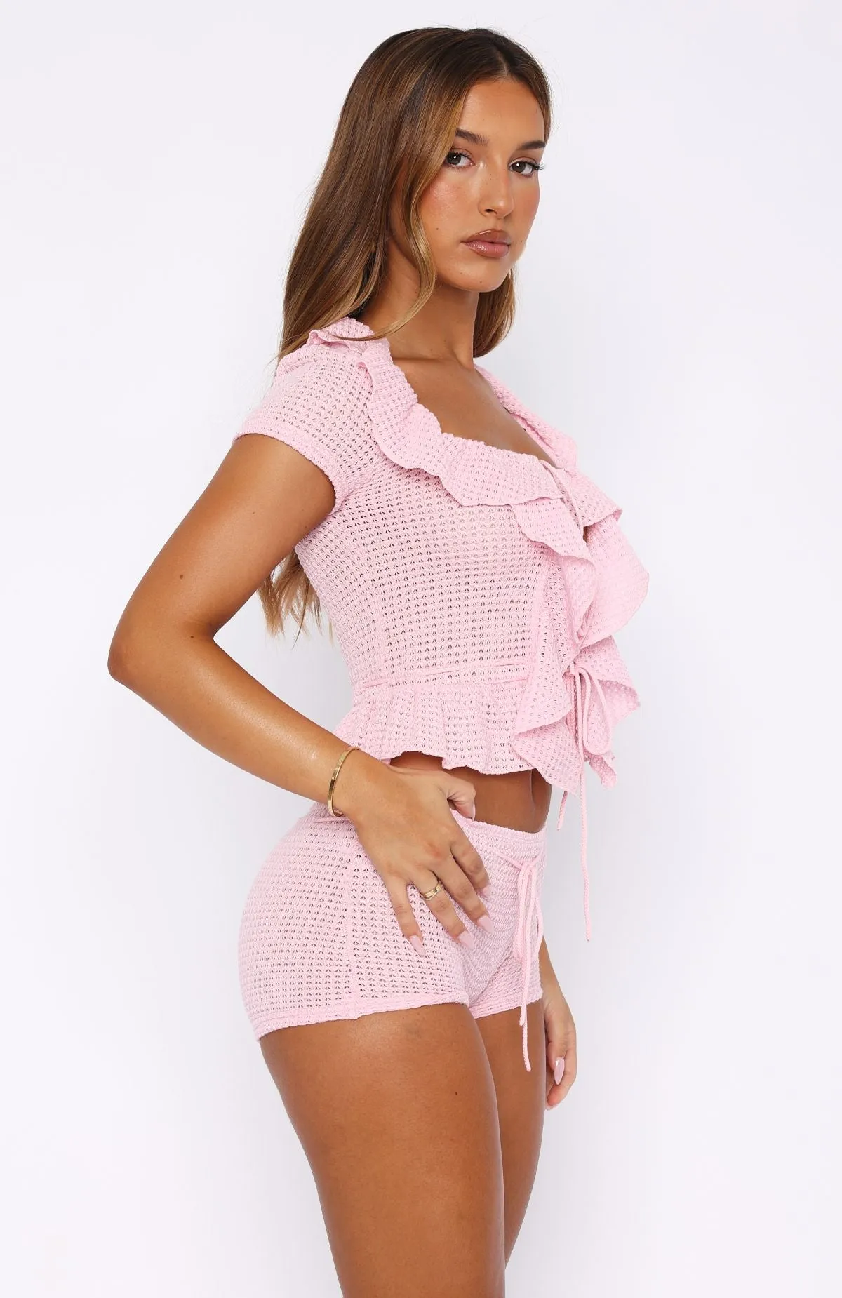 Odor-resistant Cool It Crochet Shorts Pink