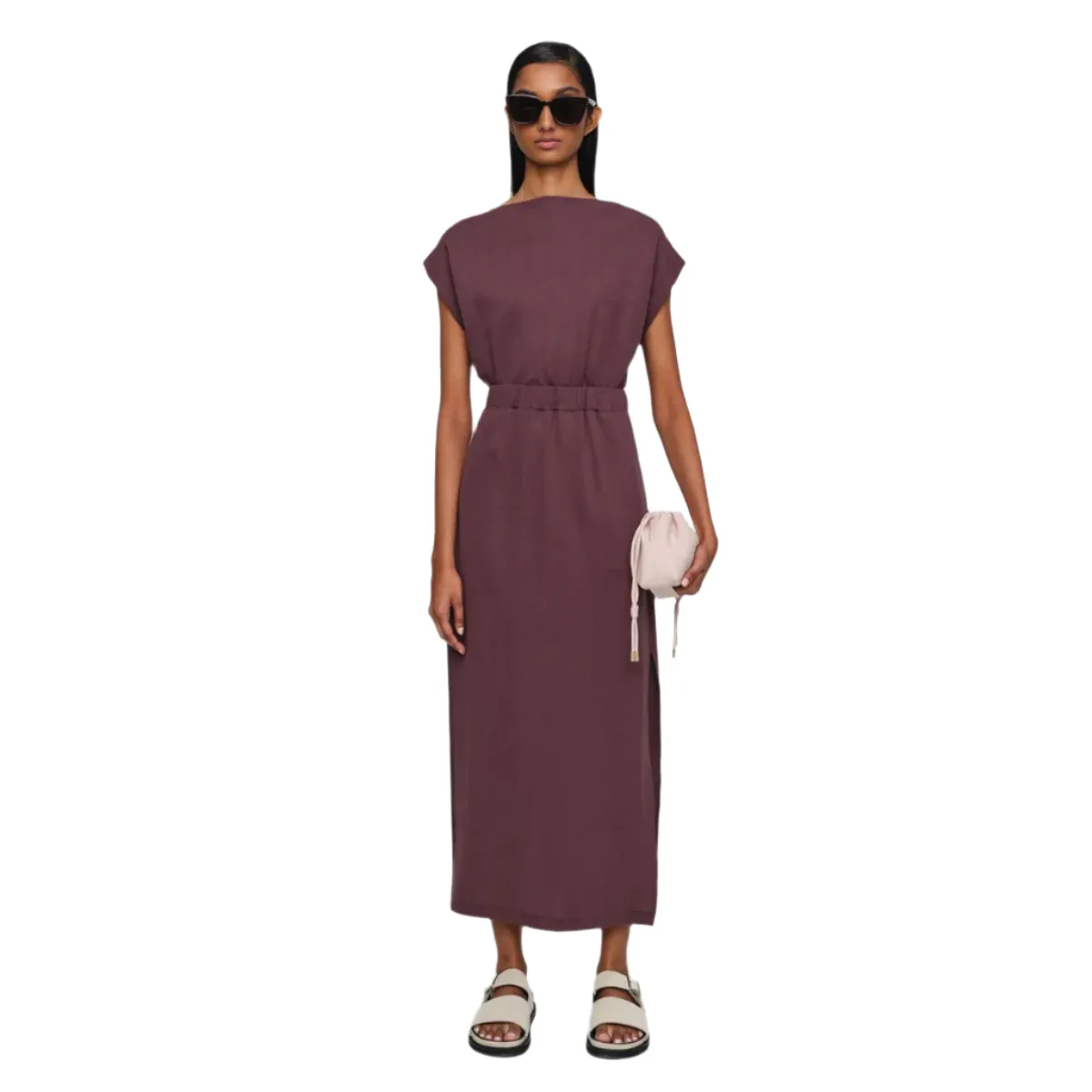 Aubergine Cotton Jersey Dress ThermalRegulatingFabric