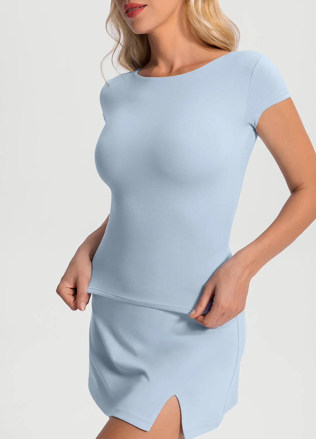 Matte Look Open-Back T-Shirt