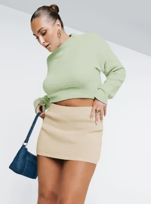Lightweight Layer Combo Lorentz Mini Skirt Beige