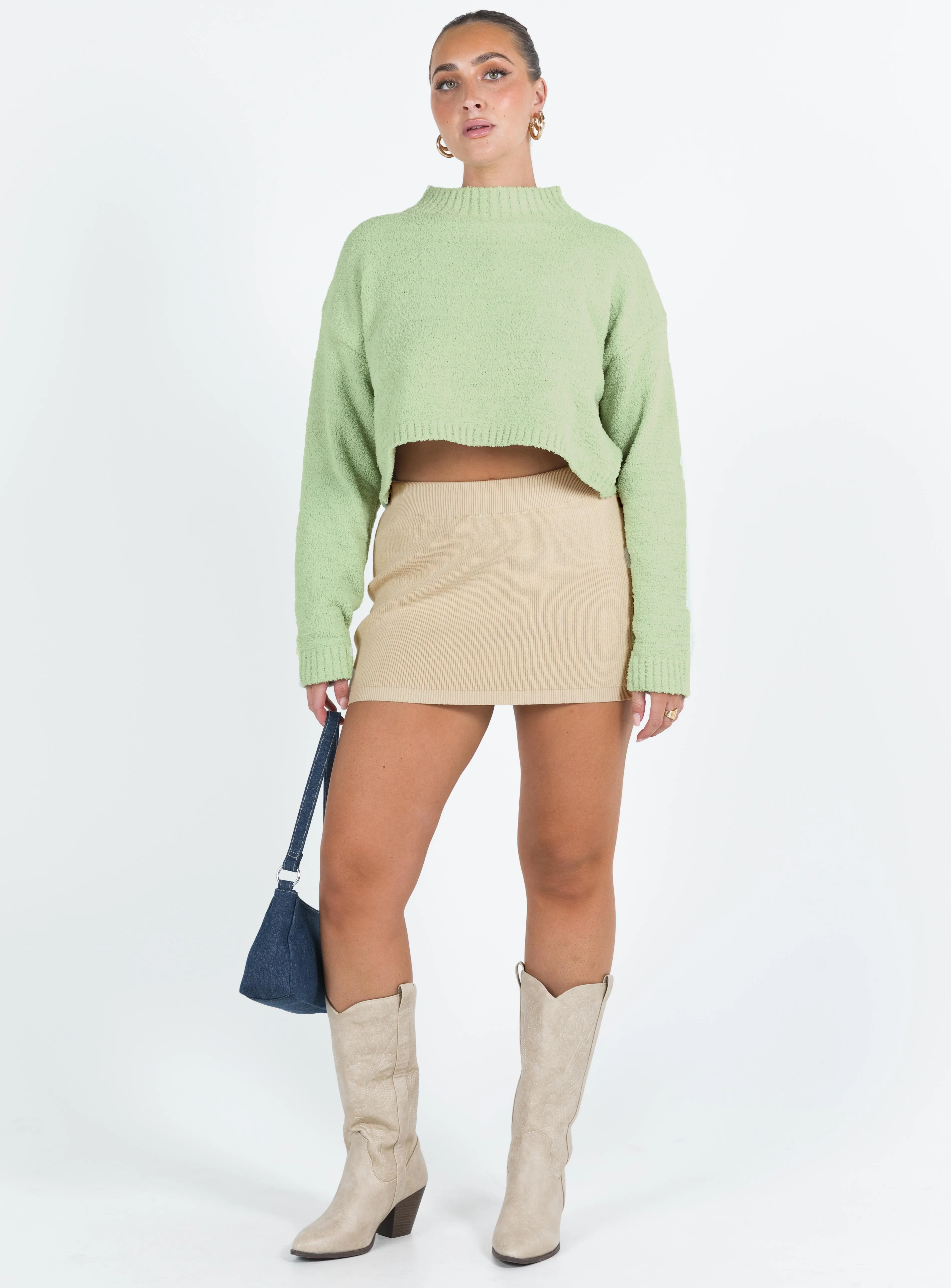 Lorentz Mini Skirt Beige Edgy Look Modern Outfit