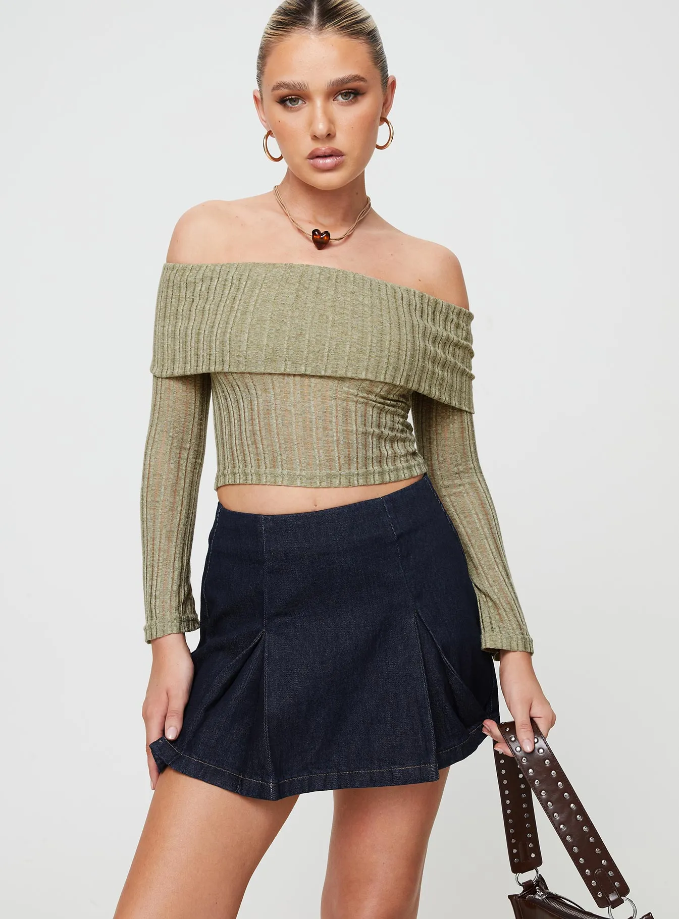 Sawan Pleated Denim Mini Skirt Dark Wash mix and match