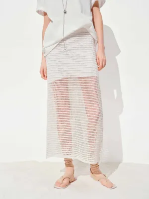 Performance Outfit Laidback Style Back Slit Crochet Skirt
