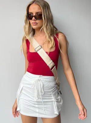Mireen Cargo Mini Skirt White Silk Touch