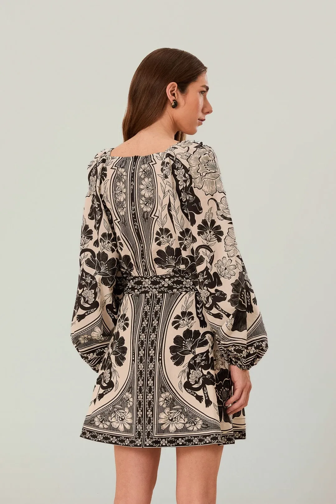 Foil Print Off-White Flower Leopards Mini Skirt