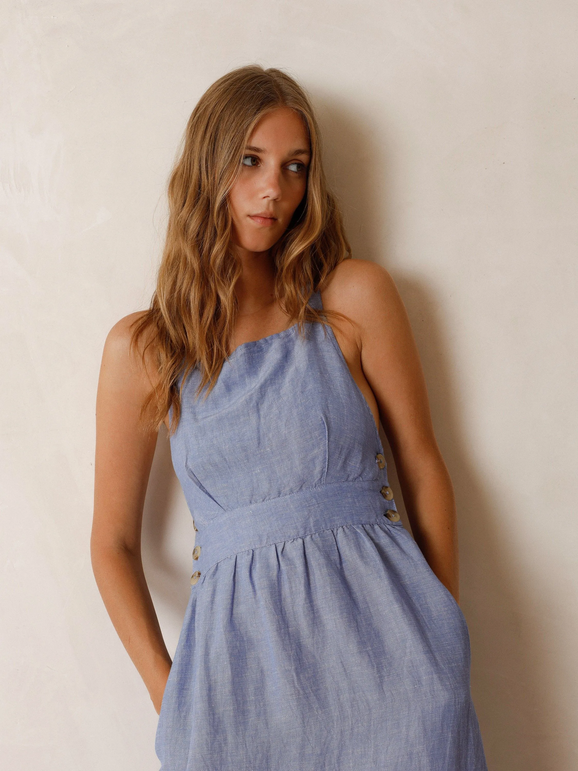 Azul Glacial Strappy Midi Dress Leather Core Metal Core