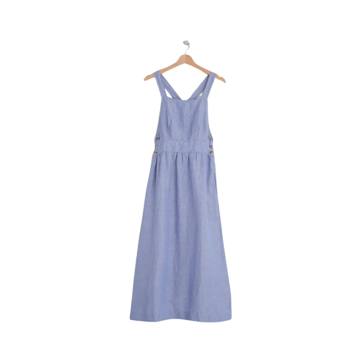 LowProfile DoubleLayeredHem Azul Glacial Strappy Midi Dress