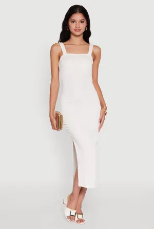 Textured Knit Sleeveless Side Slit Midi Dress Season Switch Modern Comfort