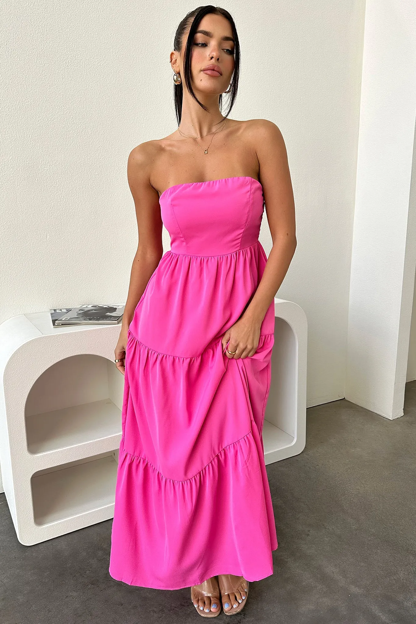 Patch Glow Voile Light Hailey Maxi Dress - Pink