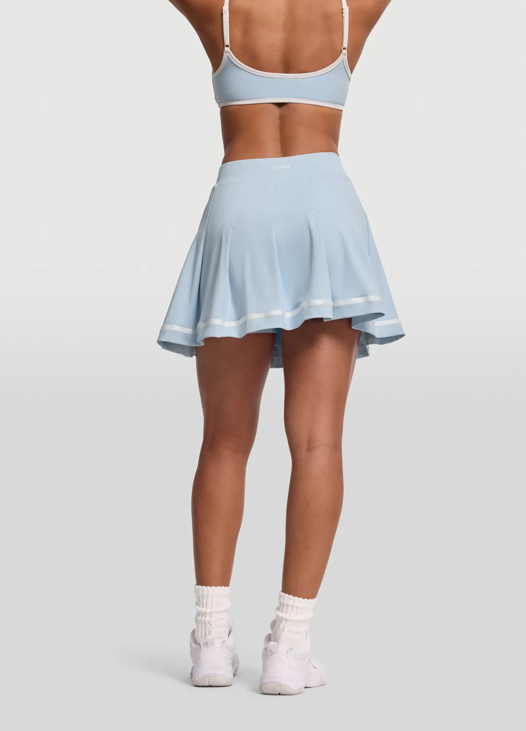 Shirred Back Pleated Tennis Skirt