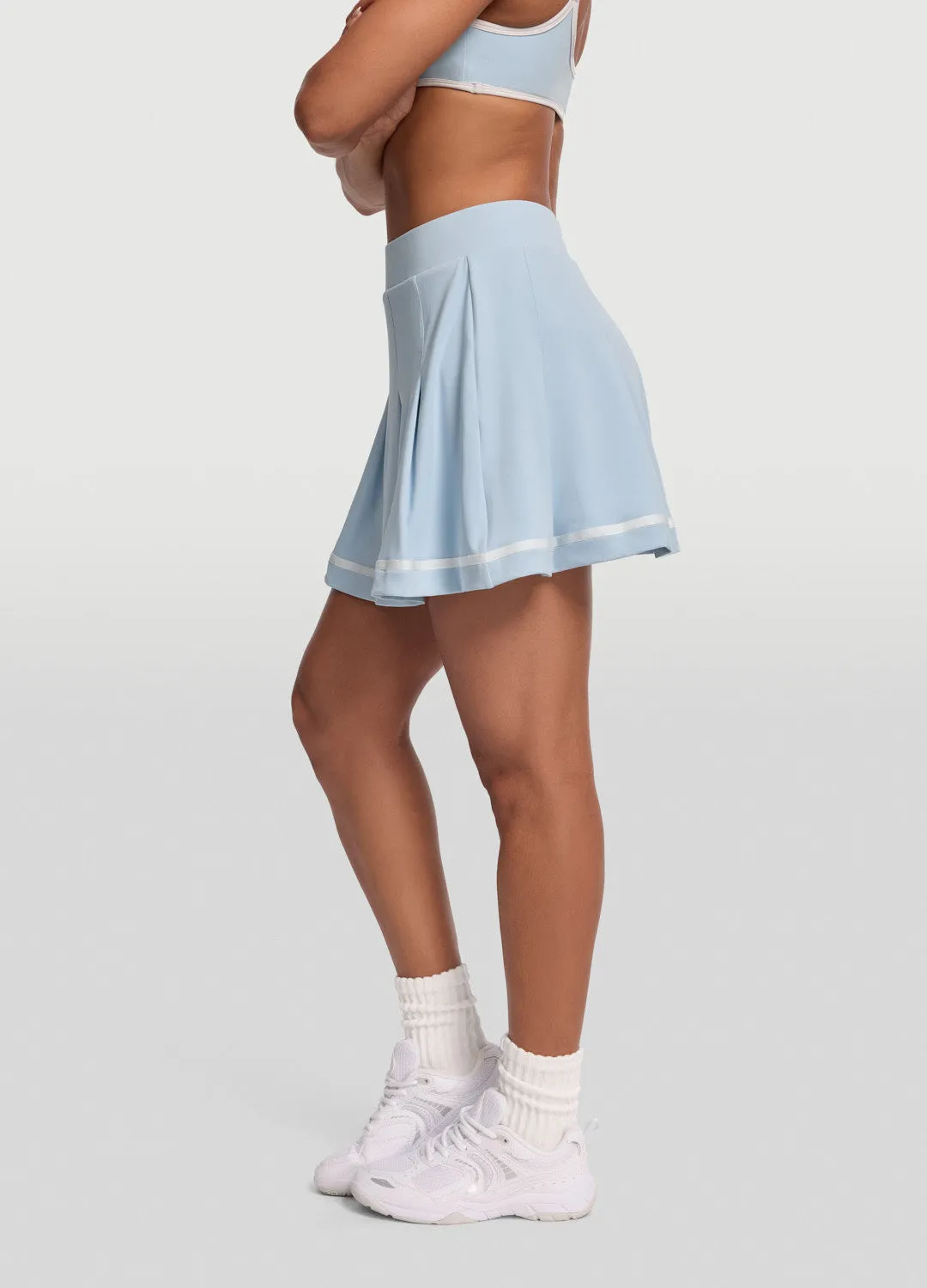 Twist Front Semi Sheer Pleated Tennis Skirt