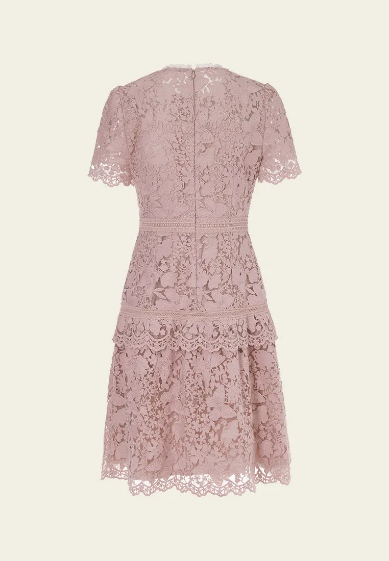 Layered Panelle-detail Puff-sleeve Lace Dress Elite Vibe OdorControlTech