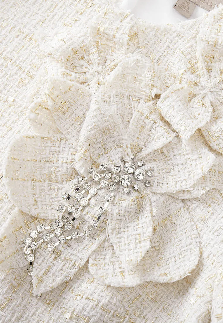 Crystal-detail Flower Embellished Dress Model Glow