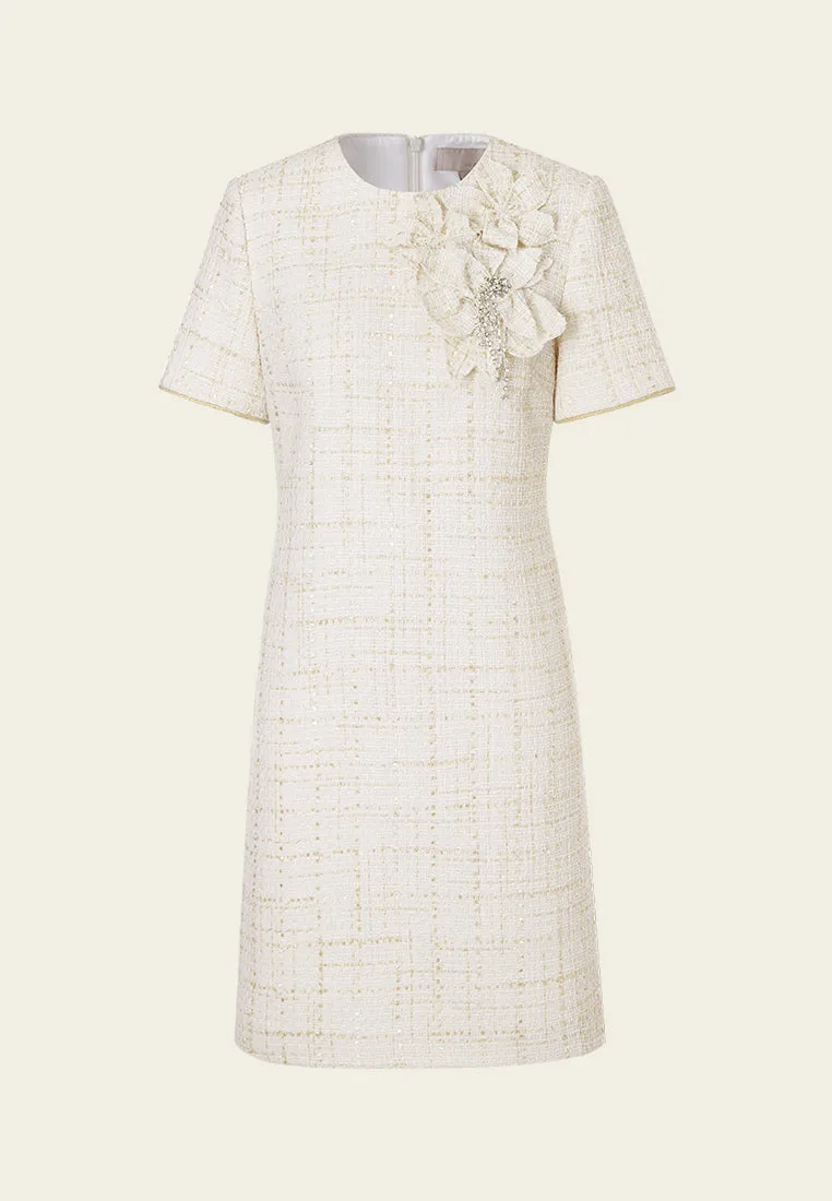 Polish Glow SmoothFinish Crystal-detail Flower Embellished Dress