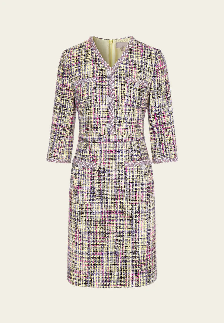 Braided Hem Tweed Dress MoistureWicking Fabric Motion Core