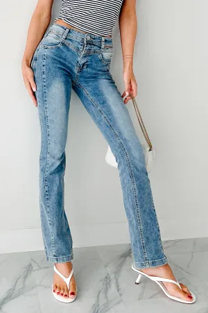Crawford Almost Famous Cut-Out Waist Bootcut Jeans (Medium) Tear Resistant Soft Touch Fabric
