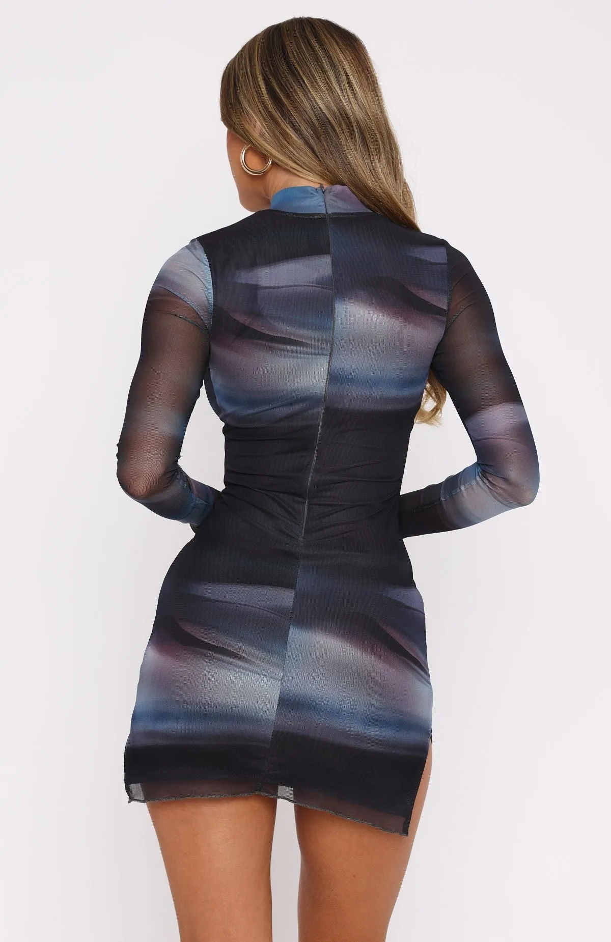 Jewel tone Fatal Attraction Long Sleeve Mini Dress Grey Ombre