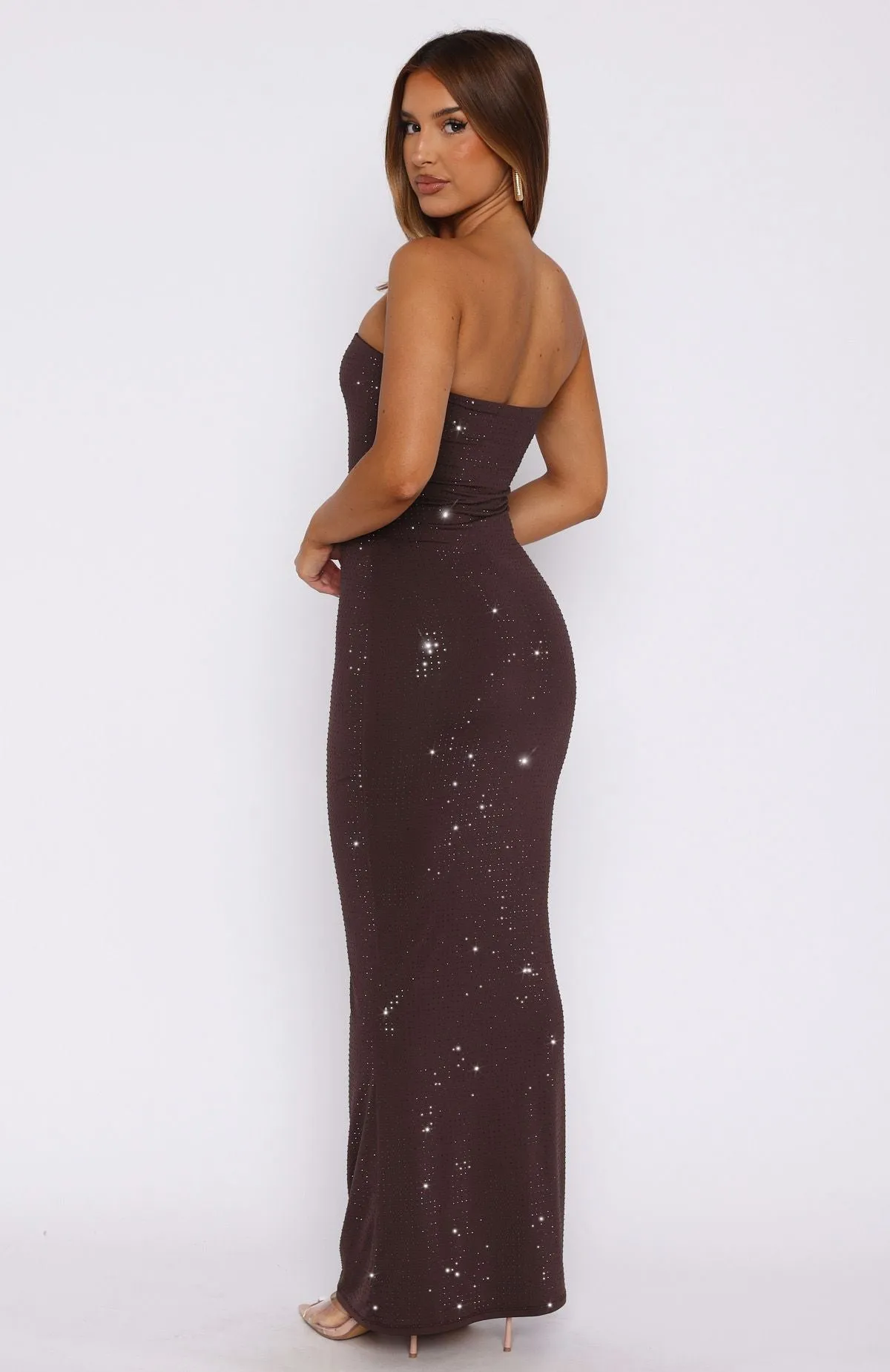 TemperatureRegulating Platinum Maxi Dress Chocolate