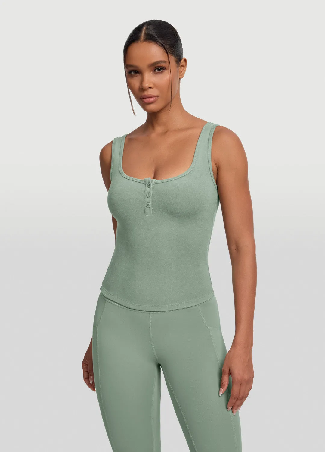 Button Front Tank Top Comfort Focused Design waterproof