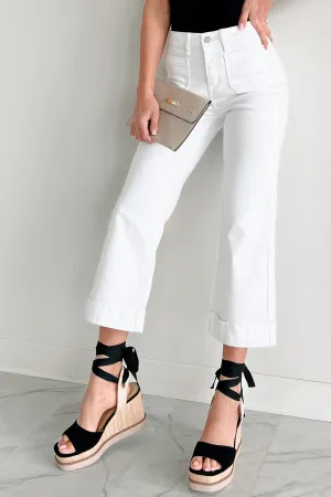 Carrington High Rise Cropped Kancan Flare Jeans (White) Elegant Look Hypoallergenic fabric