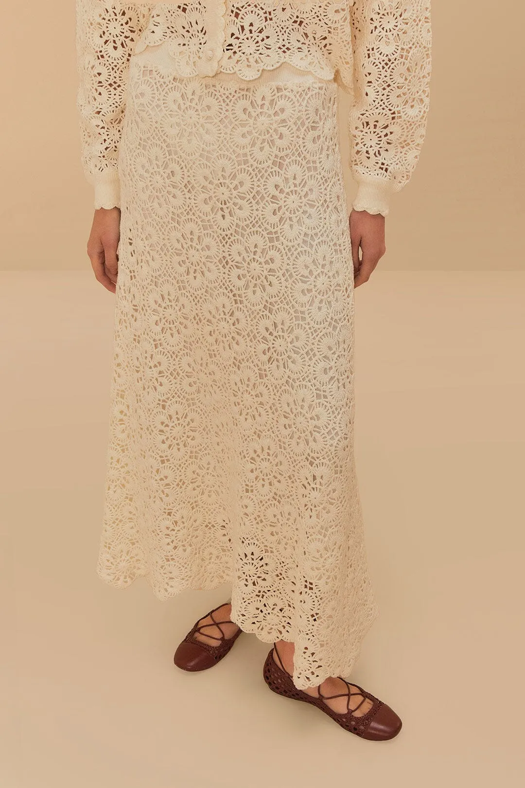 Off-White Flower Crochet Skirt Craftsmanship Focus Opaque Lining