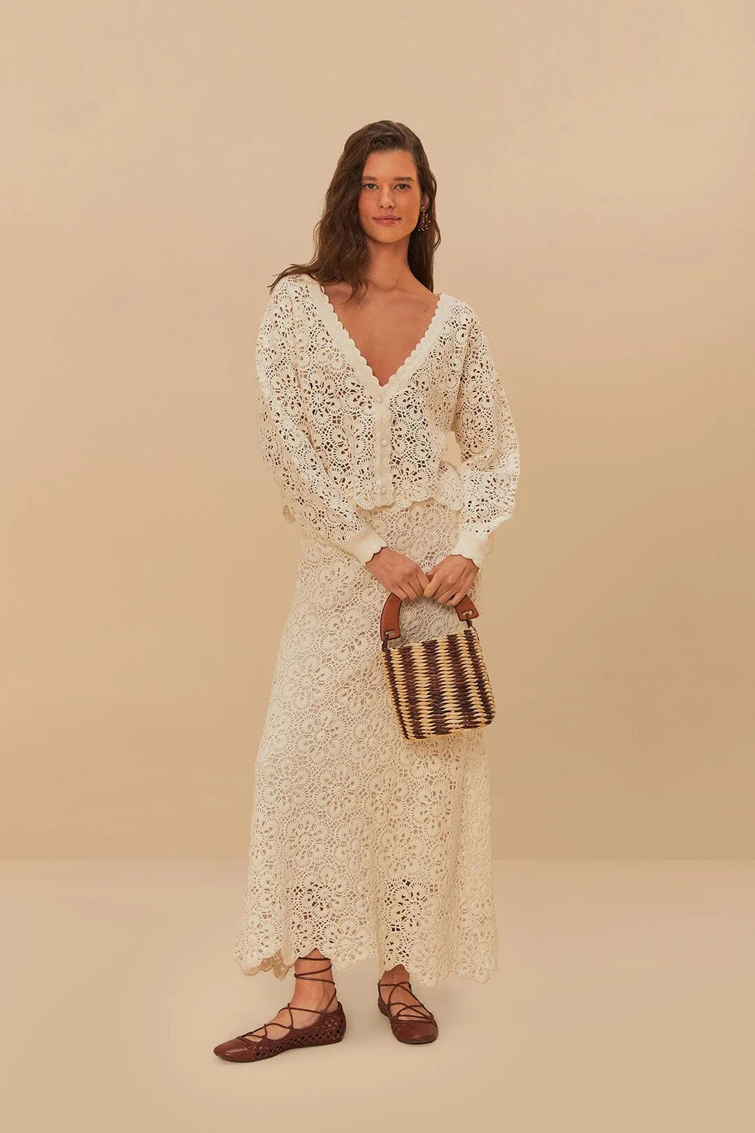 Off-White Flower Crochet Skirt Bold Accent