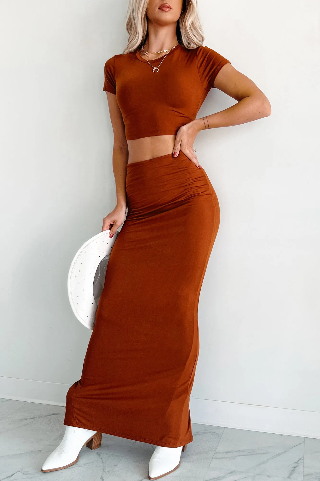 Comfort In Chaos Maxi Skirt (Rust) Everyday Favorite