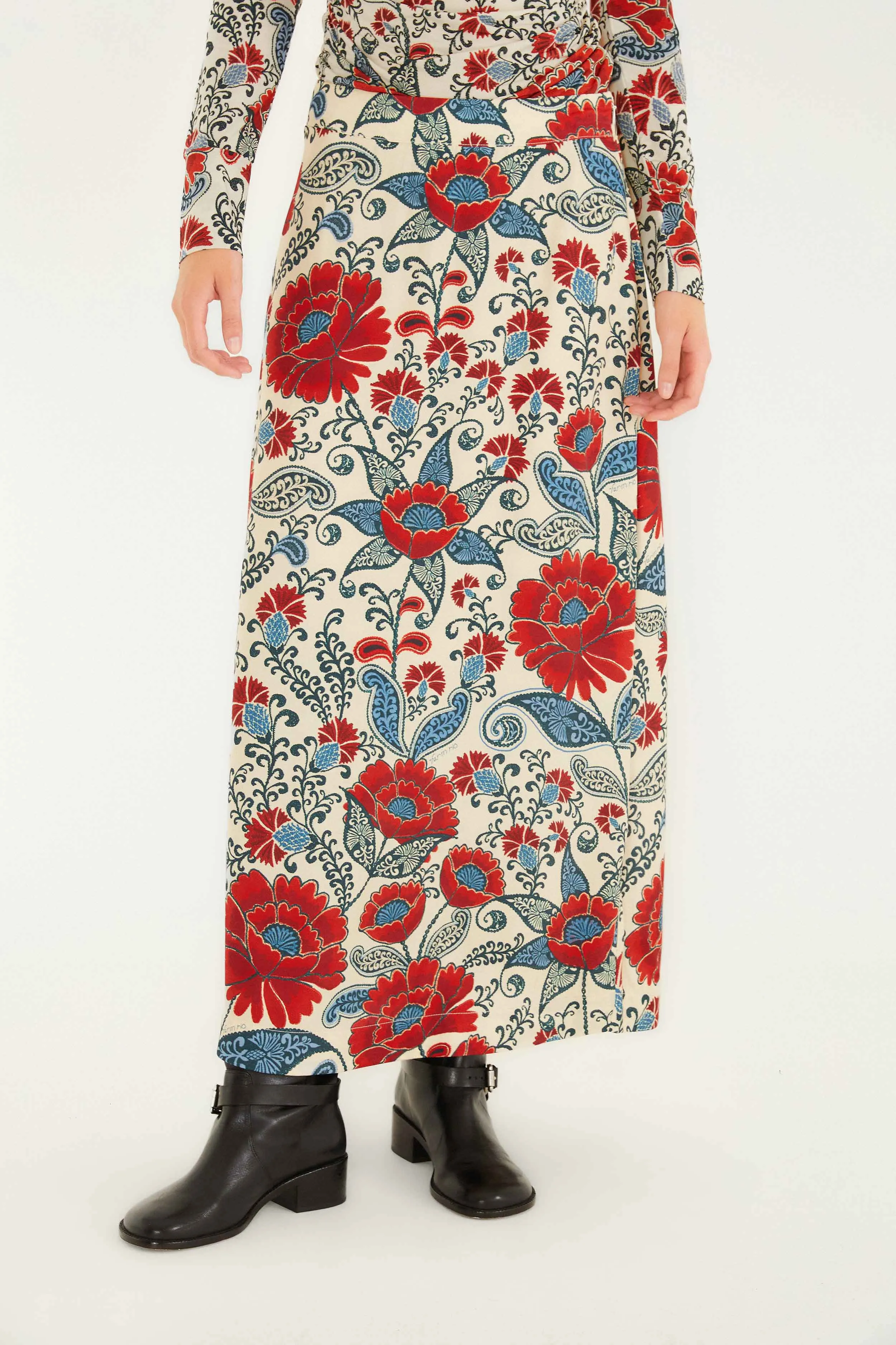 Sand Francesca Lenzing? Ecovero? Viscose Maxi Skirt Contrast Panel Ankle length