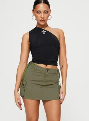 Lightweight Material Soft Texture Take You Cargo Mini Skirt Green